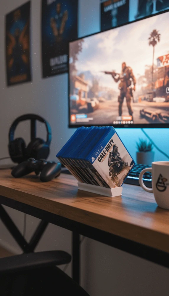 Držák na hry pro PlayStation, Xbox a PC – minimalistický stojan pro 10 her (3D tisk)
